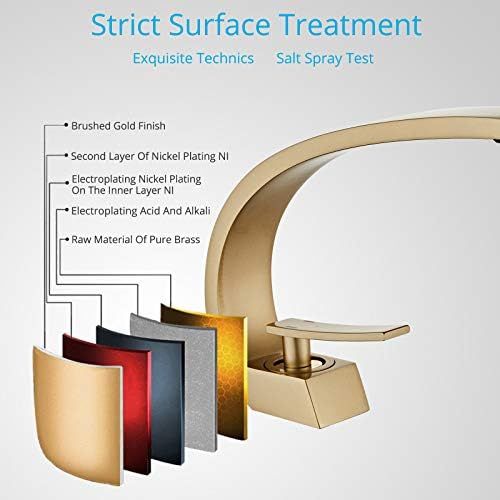  Wovier Brushed Gold Bathroom Sink Faucet with Supply Hose,Unique Design Single Handle Single Hole Lavatory Faucet,Basin Mixer Tap Commercial