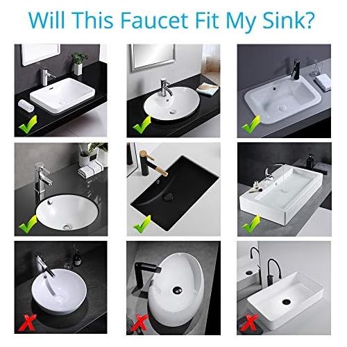  Wovier Brushed Gold Bathroom Sink Faucet with Supply Hose,Unique Design Single Handle Single Hole Lavatory Faucet,Basin Mixer Tap Commercial