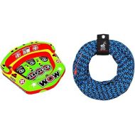 Wow World of Watersports Bingo Cockpit 1 2 or 3 Person Inflatable Towable Cockpit Tube for Boating, 14-1070 & Airhead Tow Rope for 1-3 Rider Towable Tubes, 1 Section, 60-Feet