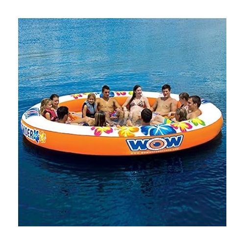  WOW World of Watersports Stadium Islander, HUGE Heavy Duty Floating Island with Mesh Seating and Backrest