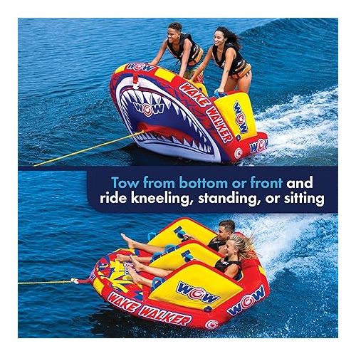  WOW Sports Wake Walker Towable Inflatable Tube for Boating - 2 Person Towable - Durable Tubes for Boating