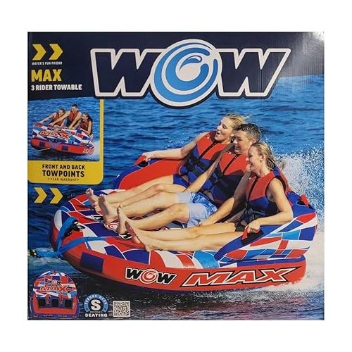  WOW Sports 1-3 Person Max Towable with Secure Deck Seating - Americana