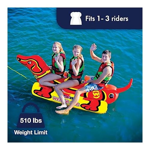  WOW Sports Weiner Dog Towable Tube for Boating - 1 to 3 Person Towable - Durable Tubes for Boating