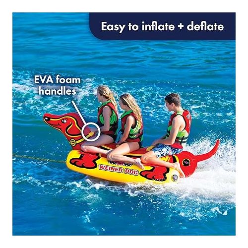  WOW Sports Weiner Dog Towable Tube for Boating - 1 to 3 Person Towable - Durable Tubes for Boating