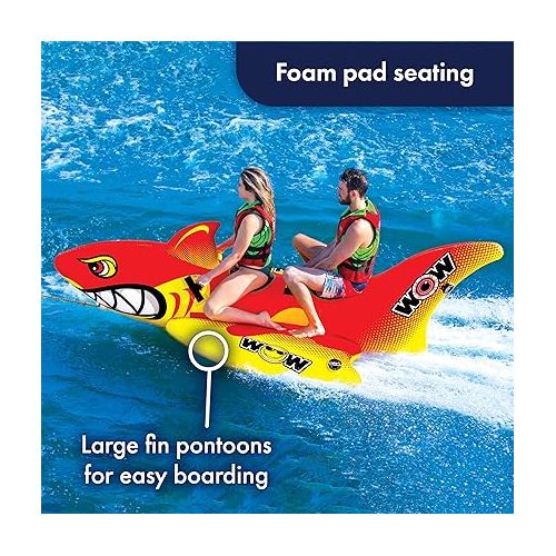  WOW Sports Big Shark Towable Tube for Boating - 1 to 2 Person Towable - Durable Tubes for Boating