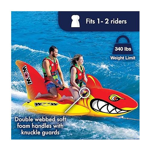  WOW Sports Big Shark Towable Tube for Boating - 1 to 2 Person Towable - Durable Tubes for Boating