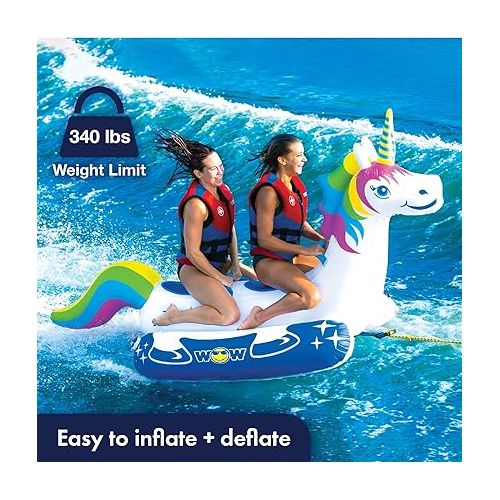  WOW Sports Unicorn Towable Tube for Boating - 1 to 2 Person Towable - Durable Tubes for Boating