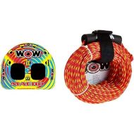 Wow World of Watersports Macho, 1 to 2 Person Towable Tube and Tow Rope Bundle