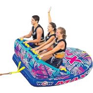 Wow Sports - Max Tropical Inflatable Towable Tube - 1-3 Rider - Perfect for Kids & Adults - Soft Top Deck Tube - Boating Accessory