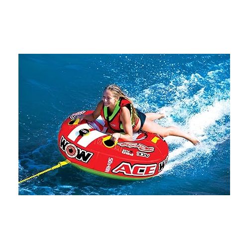  Wow Sports World of Watersports Ace Racing Boat Tube 1 Person Inflatable Towable Tube for Boating, 15-1120