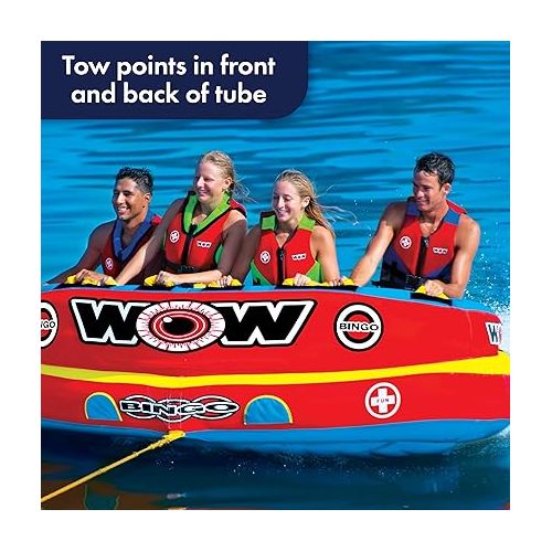  WOW Sports - Bingo Cockpit 4 Person Towable Tube for Boating - 680 lbs Capacity - Inflatable Boat Tube for Lake Sports - Heavy Duty Nylon Cover - Youth & Adults