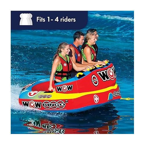  WOW Sports - Bingo Cockpit 4 Person Towable Tube for Boating - 680 lbs Capacity - Inflatable Boat Tube for Lake Sports - Heavy Duty Nylon Cover - Youth & Adults