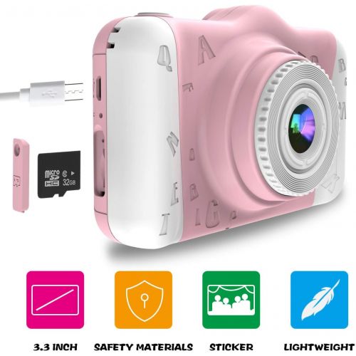  [아마존 핫딜] WOWGO Kids Digital Camera - 12MP Childrens Camera with Large Screen for Boys and Girls, 1080P Rechargeable Electronic Camera with 32GB TF Card