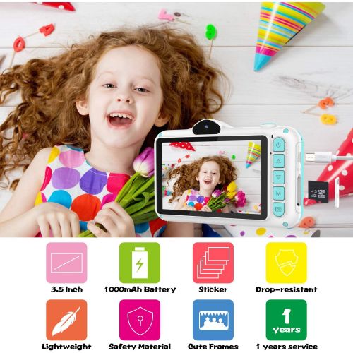  [아마존베스트]WOWGO Kids Digital Camera - 12MP Childrens Selfie Camera with 3.5 Inches Large Screen for Boys and Girls,1080P Rechargeable Electronic Camera with 32GB TF Card