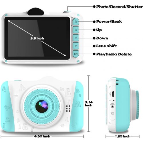  [아마존베스트]WOWGO Kids Digital Camera - 12MP Childrens Selfie Camera with 3.5 Inches Large Screen for Boys and Girls,1080P Rechargeable Electronic Camera with 32GB TF Card