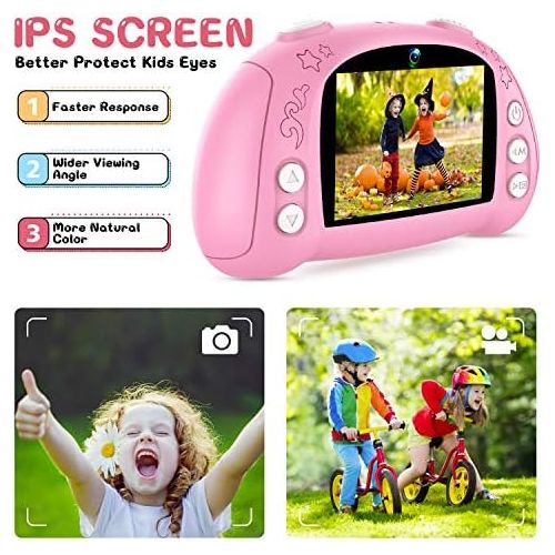  [아마존베스트]WOWGO Digital Camera for Kids, 1080P Rechargeable Electronic Children Camera Birthday Toy Gift with 32GB TF Card for Toddler and Age 3 to 12 Years Boys and Girls (Pink)