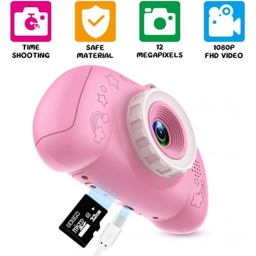  [아마존베스트]WOWGO Digital Camera for Kids, 1080P Rechargeable Electronic Children Camera Birthday Toy Gift with 32GB TF Card for Toddler and Age 3 to 12 Years Boys and Girls (Pink)