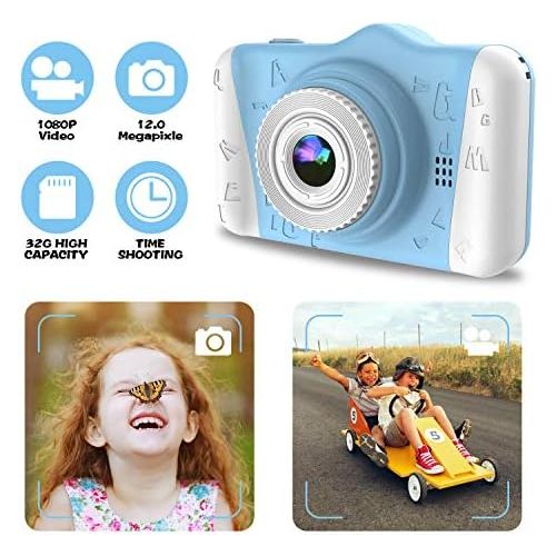  [아마존베스트]WOWGO Kids Digital Camera - 12MP Childrens Camera with Large Screen for Boys and Girls, 1080P Rechargeable Electronic Camera with 32GB TF Card