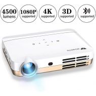 WOWOTO H9 Video Projector, 3500 lumens 3D DLP Projector 1280x800 Support 1080P Full HD , Android 4.4 OS , with Keystone, HDMI, WIFI & Bluetooth