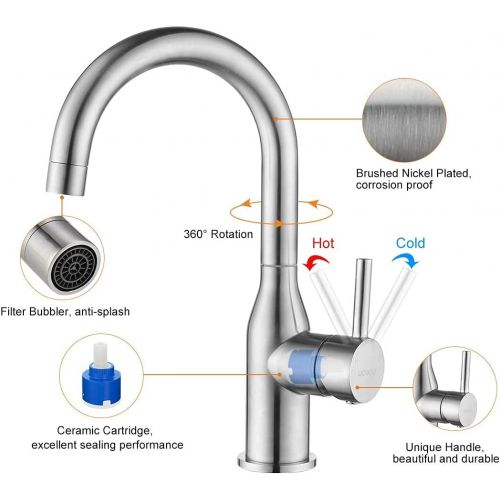  WOWOW Bathroom Faucet Kitchen Faucet Stainless Steel Single Handle Faucet Black Commercial Faucet Sink Basin Faucet High Arc 1 Modern Faucets Bar Kitchen Bathroom Faucet Lead-Free