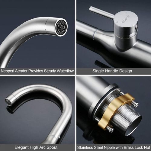  WOWOW Bathroom Faucet Kitchen Faucet Stainless Steel Single Handle Faucet Black Commercial Faucet Sink Basin Faucet High Arc 1 Modern Faucets Bar Kitchen Bathroom Faucet Lead-Free