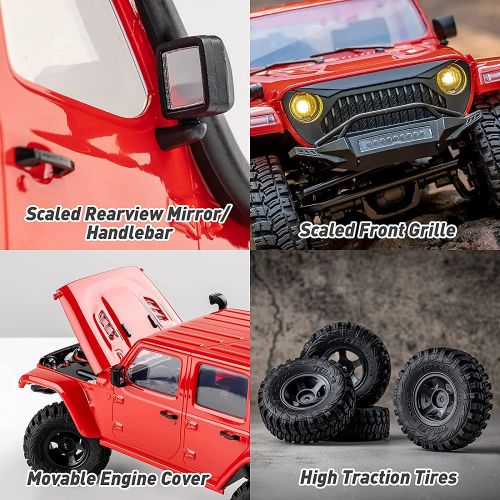  WOWRC x RocHobby RC Crawler,1/18 Scale RC Rock Crawler 4x4, RTR Off Road RC Truck Cars for Adults, Waterproof All Terrain RC Crawler Kit with Battery Charger, Fire Horse