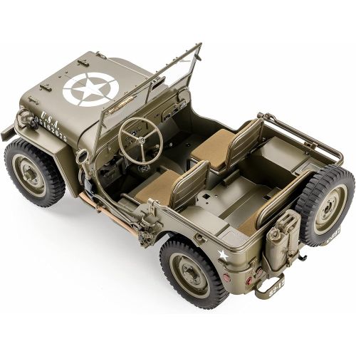  WOWRC RocHobby 1/12 1941 MB Scaler RC Jeep, 4x4 Hobby Grade RTR RC Car Mini RC Rock Crawler Military, 2.4Ghz RC Truck with 180 Brushed Motor, LED Lights, Battery and USB Charger for Adul