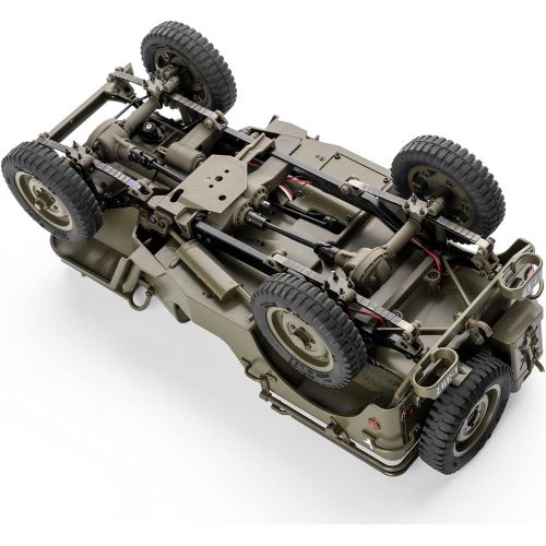  WOWRC RocHobby 1/12 1941 MB Scaler RC Jeep, 4x4 Hobby Grade RTR RC Car Mini RC Rock Crawler Military, 2.4Ghz RC Truck with 180 Brushed Motor, LED Lights, Battery and USB Charger for Adul