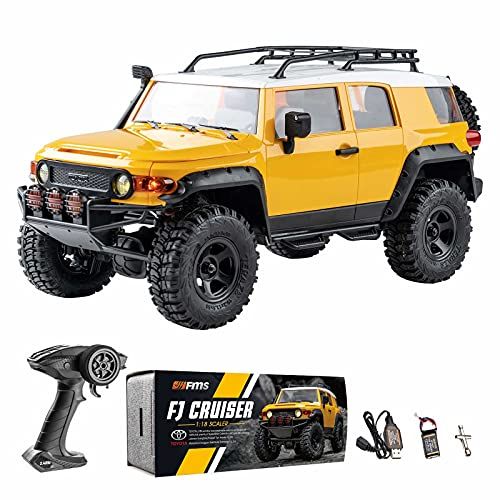  WOWRC FMS 1/18 RC Crawler TOYOTA FJ CRUISER RC Car Official?Licensed Model Car 5km/h 4WD Hobby RC Crawler RC Cars RTR Remote Control Car with LED Lights Vehicle 3-Ch 2.4GHz Transmitter W