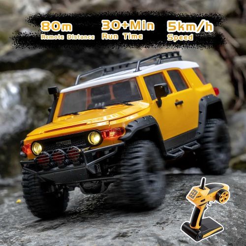  WOWRC FMS 1/18 RC Crawler TOYOTA FJ CRUISER RC Car Official?Licensed Model Car 5km/h 4WD Hobby RC Crawler RC Cars RTR Remote Control Car with LED Lights Vehicle 3-Ch 2.4GHz Transmitter W