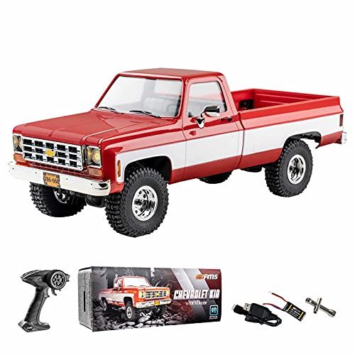  WOWRC FMS 1/18 RC Crawler K10 4WD Brushed RTR RC Car Official Licensed Model Car 4WD Hobby RC Crawler RC Car Remote Control Car with LED Lights Vehicle 3-Ch 2.4GHz Transmitter for Adults