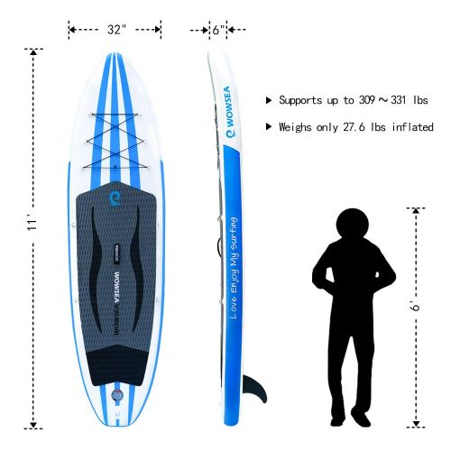  WOWSEA AN14/15 Surfboard aufblasbar Paddle Paddle Board, aufblasbar mit-Groesse 305/335 x 81 x 15 cm