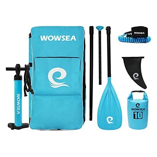  WOWSEA Inflatable Stand Up Paddle Board - iSUP Package Includes Adjustable Paddle Travel Backpack Coil Leash for Youth and Adult