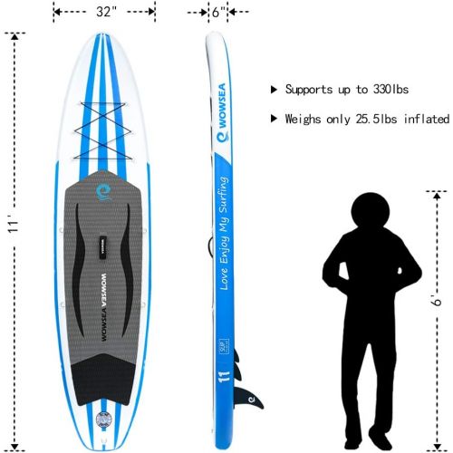  WOWSEA Inflatable Stand Up Paddle Board - iSUP Package Includes Adjustable Paddle Travel Backpack Coil Leash for Youth and Adult