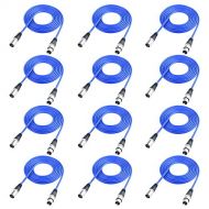 WOWTOU 12 Pack 3-Pin XLR Connectors 8ft/2.4m DMX Cables DMX512 Signal Transmission for Moving Head Lights LED Par Lights and Controller (Blue)