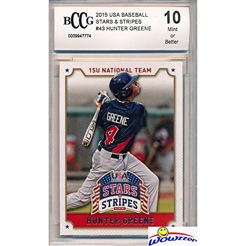  WOWZZer Hunter Greene 2015 Panini USA Baseball Stars & Stripes #43 ROOKIE Graded HIGH BECKETT 10 MINT! Awesome HIGH Grade Rookie of 2017 MLB #2 Pick! 102 MLB Fastball and Home Run Slugger!