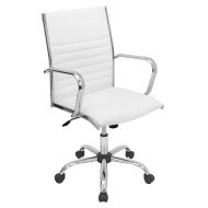 WOYBR Pu Leather, Chrome Master Office Chair 21.75”Lx23”Wx37.75-41.5”H, White