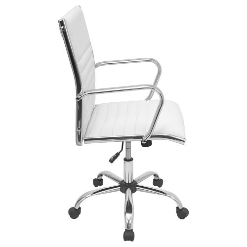  WOYBR Pu Leather, Chrome Master Office Chair 21.75”Lx23”Wx37.75-41.5”H, White