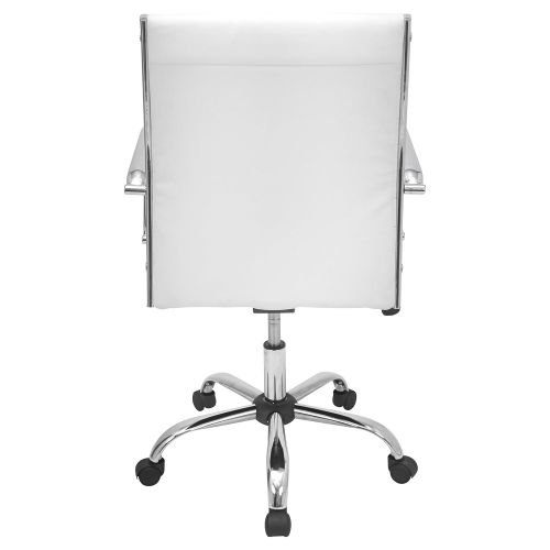  WOYBR Pu Leather, Chrome Master Office Chair 21.75”Lx23”Wx37.75-41.5”H, White