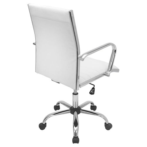  WOYBR Pu Leather, Chrome Master Office Chair 21.75”Lx23”Wx37.75-41.5”H, White