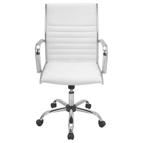  WOYBR Pu Leather, Chrome Master Office Chair 21.75”Lx23”Wx37.75-41.5”H, White