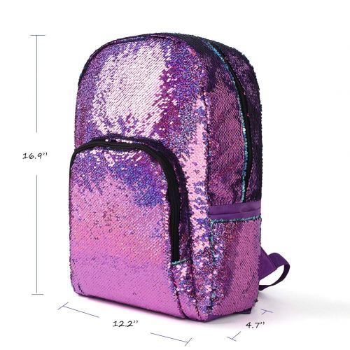  WOYYHO Magic Reversible Sequin Backpack,Sparkly Lightweight Back Pack for Girls and Boys, 17(H)12¼(L)4¾(W) …