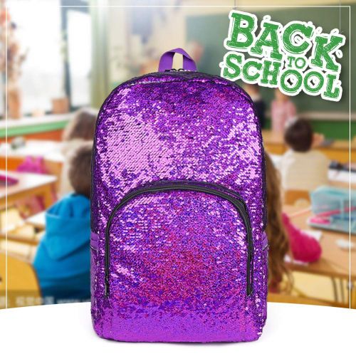  WOYYHO Magic Reversible Sequin Backpack,Sparkly Lightweight Back Pack for Girls and Boys, 17(H)12¼(L)4¾(W) …