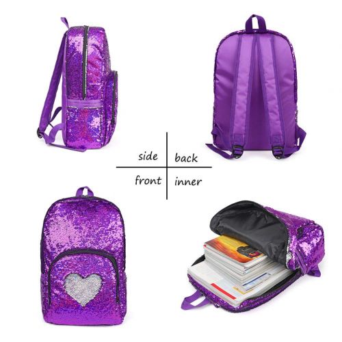  WOYYHO Magic Reversible Sequin Backpack,Sparkly Lightweight Back Pack for Girls and Boys, 17(H)12¼(L)4¾(W) …