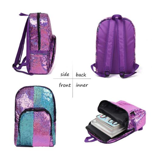  WOYYHO Magic Reversible Sequin Backpack,Sparkly Lightweight Back Pack for Girls and Boys, 17(H)12¼(L)4¾(W) …