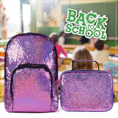  WOYYHO Magic Reversible Sequin Backpack,Sparkly Lightweight Back Pack for Girls and Boys, 17(H)12¼(L)4¾(W) …