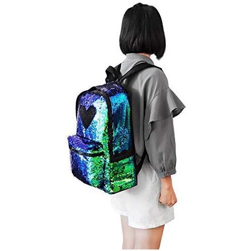  [아마존베스트]WOYYHO Magic Reversible Sequin Backpack,Sparkly Lightweight Back Pack for Girls and Boys, 17(H)12¼(L)4¾(W) …