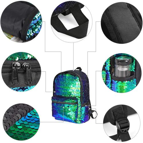  [아마존베스트]WOYYHO Magic Reversible Sequin Backpack,Sparkly Lightweight Back Pack for Girls and Boys, 17(H)12¼(L)4¾(W) …