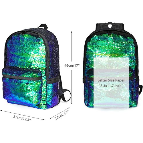  [아마존베스트]WOYYHO Magic Reversible Sequin Backpack,Sparkly Lightweight Back Pack for Girls and Boys, 17(H)12¼(L)4¾(W) …