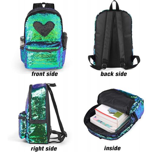  [아마존베스트]WOYYHO Magic Reversible Sequin Backpack,Sparkly Lightweight Back Pack for Girls and Boys, 17(H)12¼(L)4¾(W) …